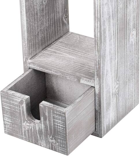 Rustic White Toilet Paper Dispenser with Storage & Drawer